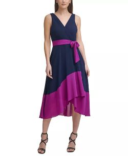 DKNY  Dress Navy And Purple High Low Size 10 