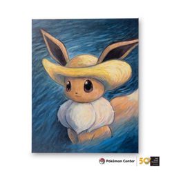 Pokémon Center x Van Gogh Museum:Eevee Self Portrait with Straw Hat Canvas Art