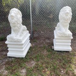 Concrete Lion And Pedestal