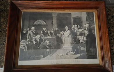 Vintage Framed Print of ' The First Prayer In Congress '