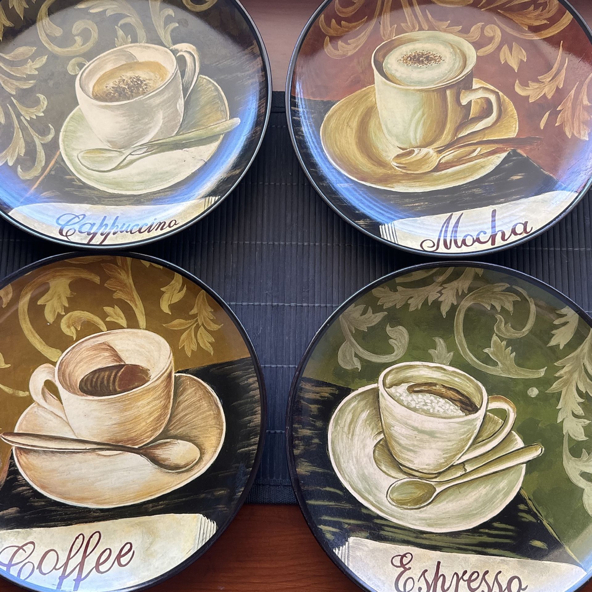 4 Coffee Theme Plates