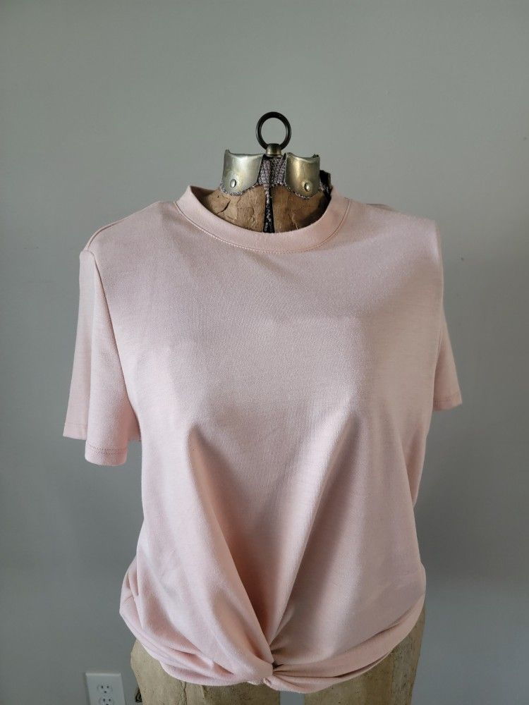 Como Vintage Suze Small Women's Twist Knot Light Pink Casual Top
