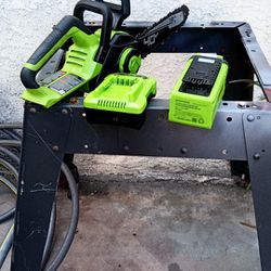 Greenworks 40 Volt  12" in. Cordless Compact  Chainsaw 2.0 OAh Battery Wit Battery Charger Like New 