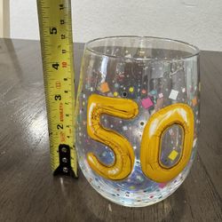 Colorful 50th Celebration wine Glass Hallmark 