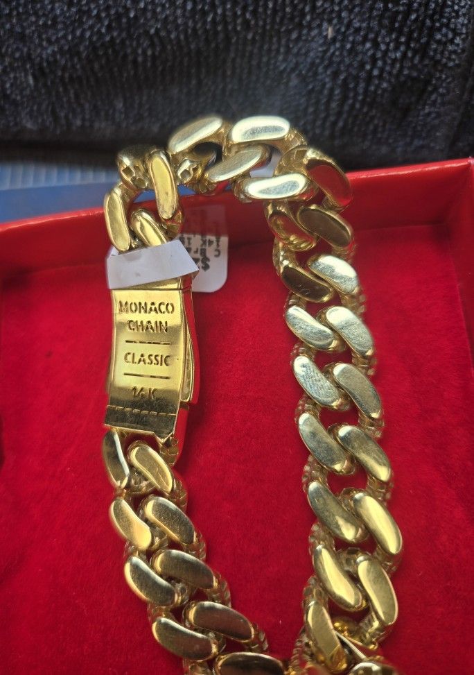 14k Yelllow Gold 13mm Mens Cuban Link Bracelet 