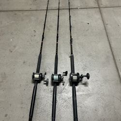 3 Penn Squall Fishing Rod and reel combos