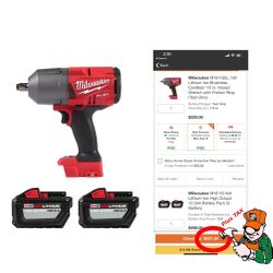 Milwaukee M18 Fuel 1/2” High Torque Impact Wrench And 2x 12ah Battery 