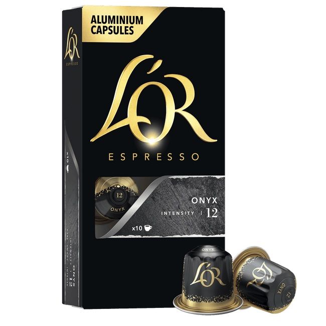 L'OR Espresso Capsules, 50 Count Espresso Onyx, Single-Serve Coffee Capsules Compatible with the L'OR BARISTA System & *Nespresso Original Ma