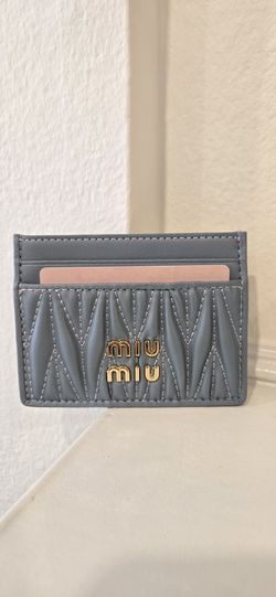 Brand New Miu Miu Matelassé Nappa Powder Blue Leather Wallet