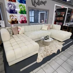 Lipa Velvet Double Chaise "U" Shape Section 