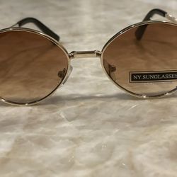 Gothic steampunk Brown Lens Gold Frame Sunglasses
