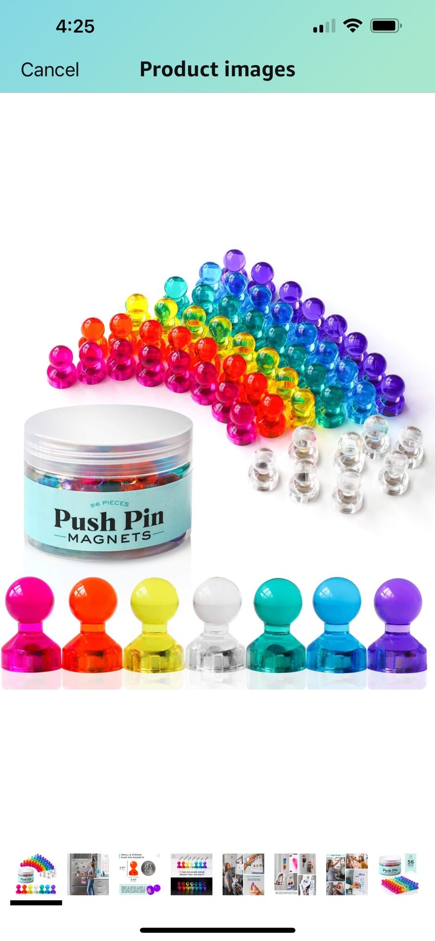 NEW- Two Tubs- 112 pieces- Super Strong Push Pin Magnets for Office Whiteboard