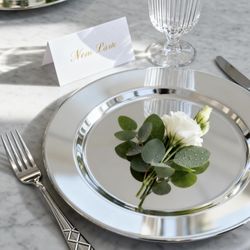 ZENOVLUX 6 Pack 13'' Silver Party Chargers Reusable Large Plates, Great For Elegant Party's Weddings Tableware Great For Serving Dish