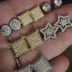 BUNDLE! Men's Jewelry Hip Hop Earrings Gold And Silver Color CZ gems Costume Jewelry, Women's , Teen's 