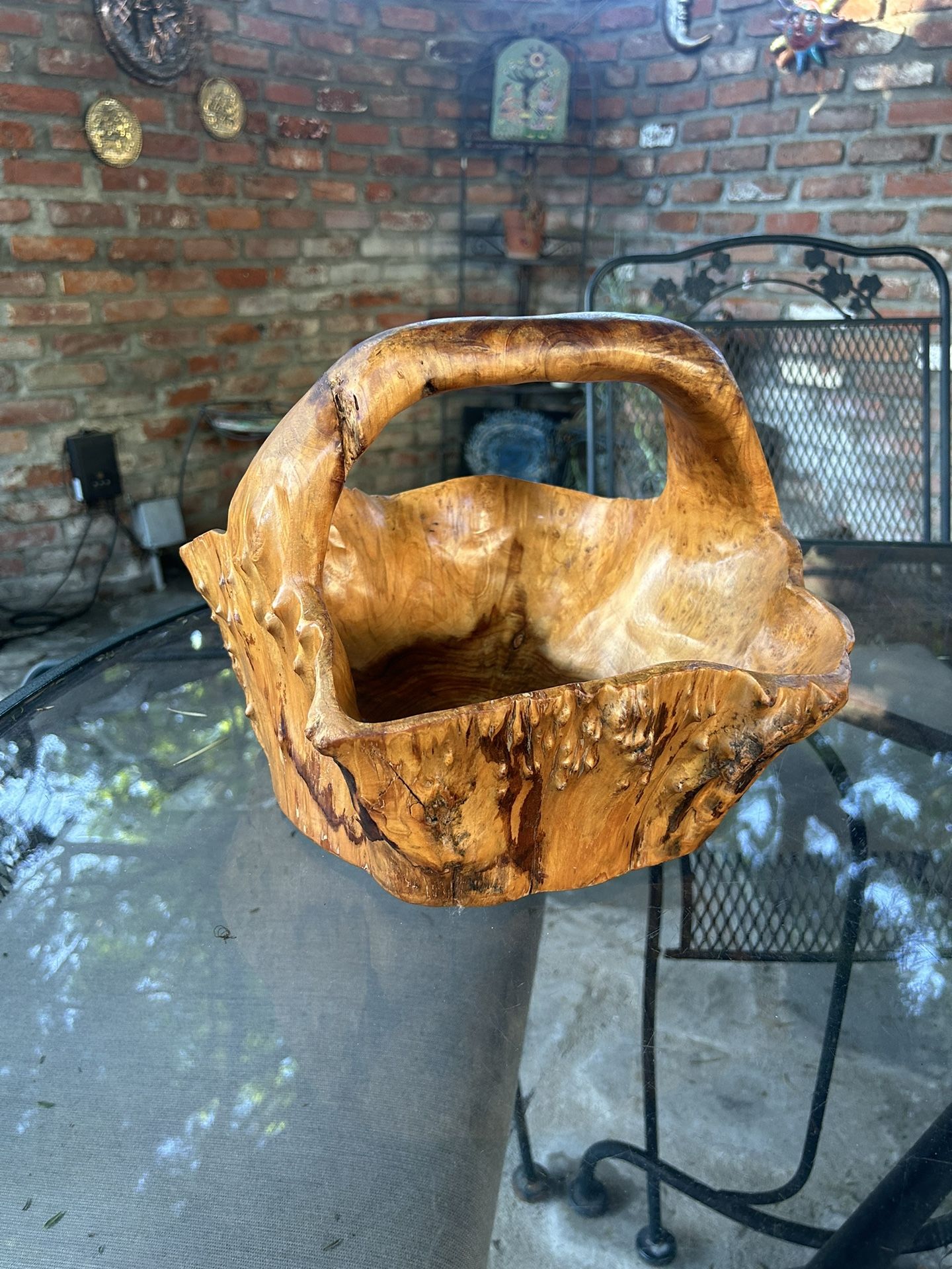 Burl Wood Bowl With Handle