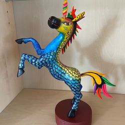 Mexican Folk Art Oaxacan Wood Carved Unicorn