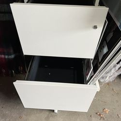 White Two Drawer File Cabinet On Rollers
