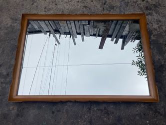 Vintage Mid Century Scalloped Maple Wall Mirror
