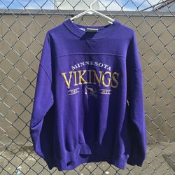 (Lee) - Minnesota Vikings Embroidered Crew Neck Sweatshirt 1990s Large
