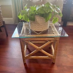 Vintage Boho Bamboo Side Table