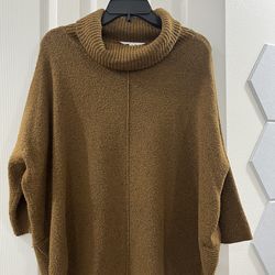 Dark Mustard Tan Cowl Neck Sweater -Medium