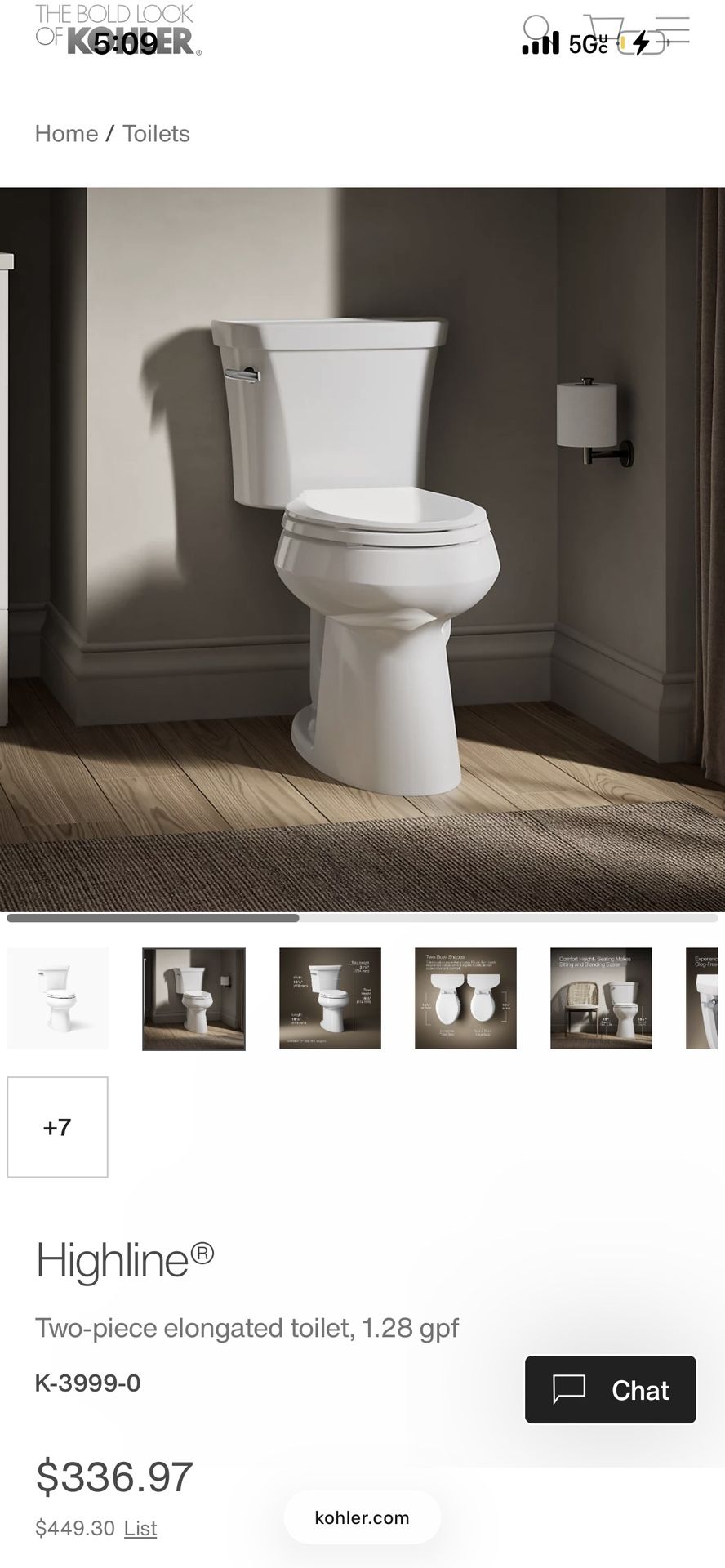 New Kohler toilet