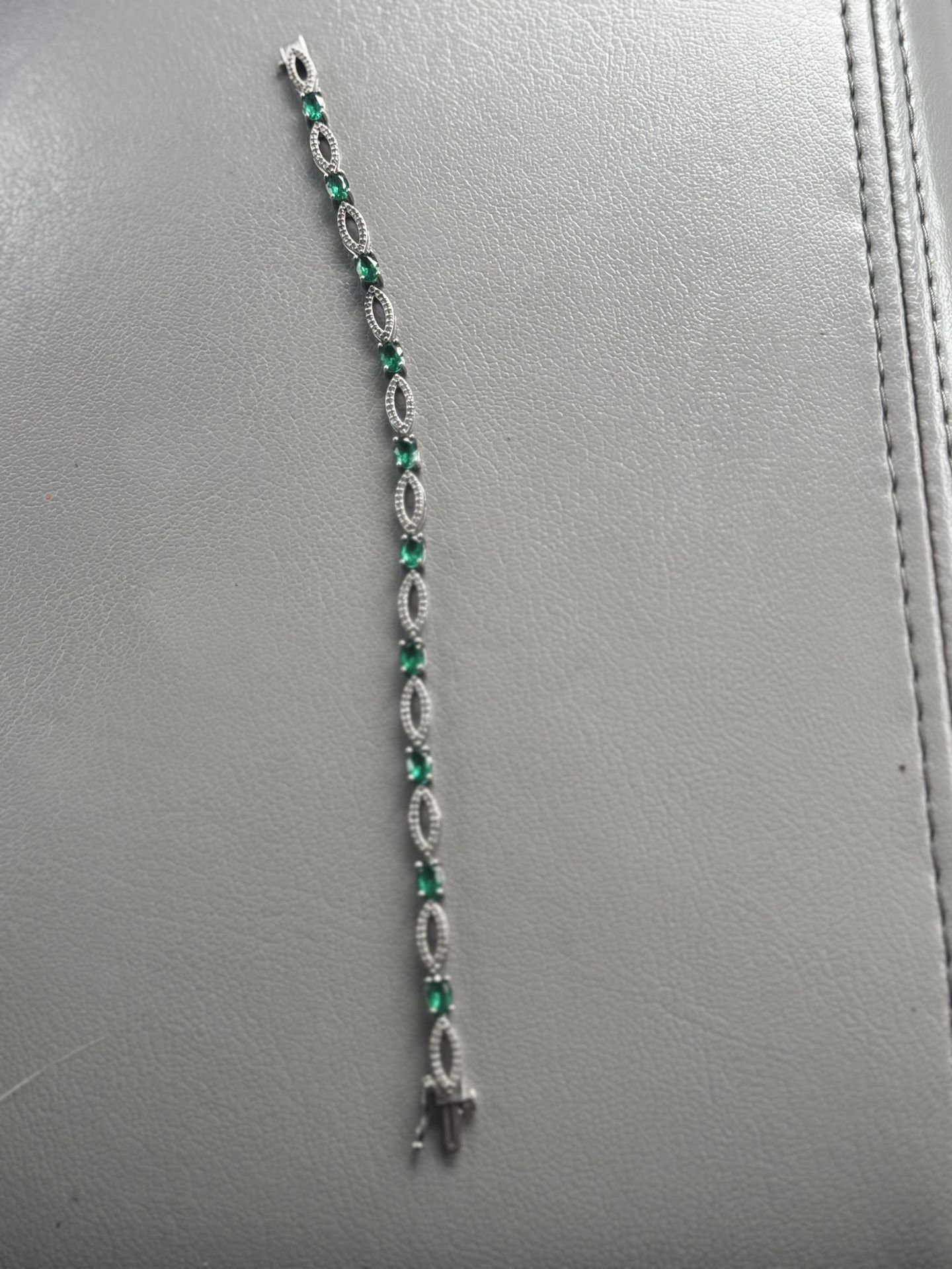 Silver Plated Emerald Bracelet