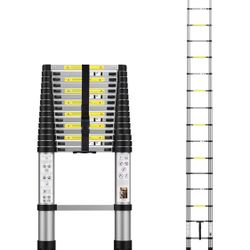 Telescoping Extension Ladder 15.5FT, Aluminum Telescopic Ladders with Carry Bag for Outdoor Indoor Use