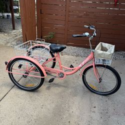 Pink Tricycle With Basket 