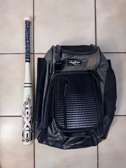Rawlings baseball/ softball backpack and bat