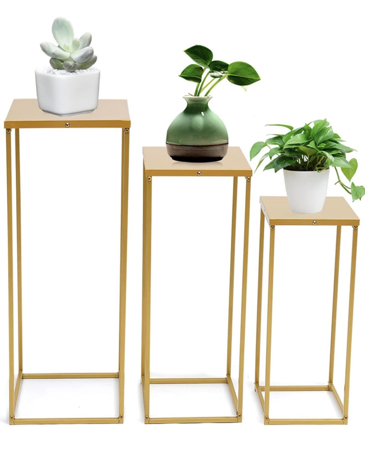 New Gold Set Of 3 Plant Stand/wedding Stands READ DESCRIPTION