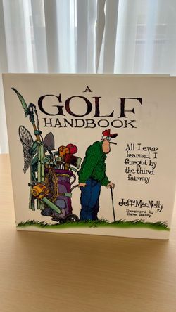 Rare Signed Jeff MacNelly "A Golf Handbook" w/ Original Character Ink Sketch
