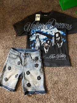 Valley dreams shirt size small, Godspeed shorts size 28