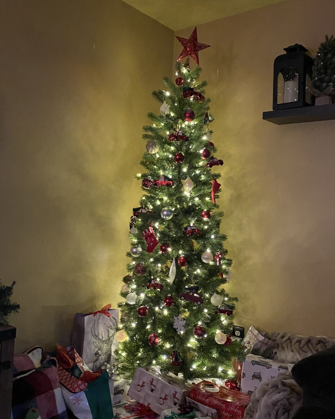 6.5” Slim Douglas Fir Artificial Christmas Tree With LED Lights