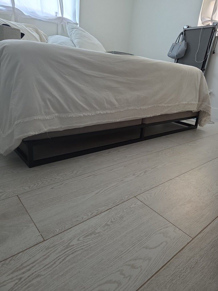 Low Profile Bed Frame. King Bed Base, Metal Base. Bed.
