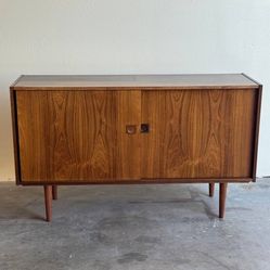 Danish Mid-Century Modern Rosewood Sideboard - Vintage Credenza with Sliding Doors