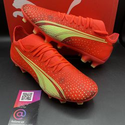 New PUMA Ultra Match FG AG Soccer Cleats Mens Size 7.5 And 9.5 Orange Coral Red