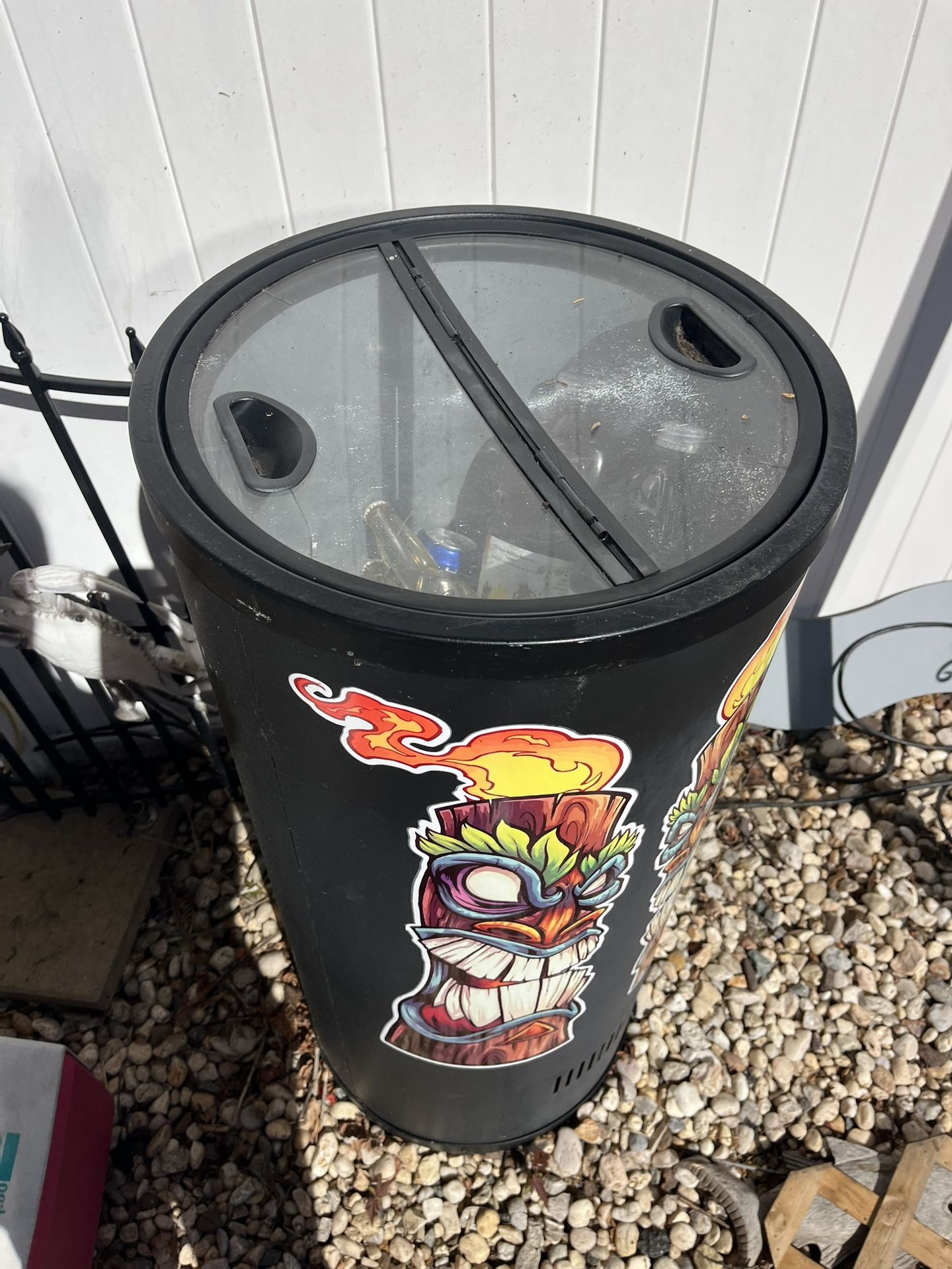 Tiki Bar Decor + refrigerator cooler
