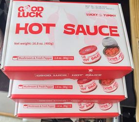 GoodLuck Mushroom+Fresh Pepper Hot Sauce - $10 for 17 2.8 Oz Cans - (BEST BY DATE FOR ALL IS 5/8/26)