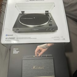 Audio Technica AT-LP60XBT Record Player and Marshall Acton 3 Speaker