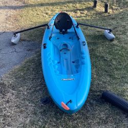 Ride On Top Kayak With Outriggers And Paddle 