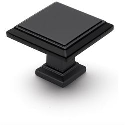 Ravinte 25 Pack 1-3/16 Inch Matte Black Kitchen Square Cabinet Knobs Solid Drawer Pulls Black 