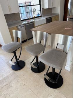 Set of 3 Elite Modern “Regal” Adjustable Bar Stools — $1,099 ea retail