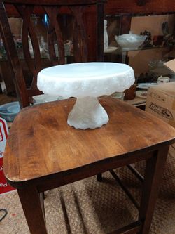 Vintage Milk Glass Cake Stand Grape Theme