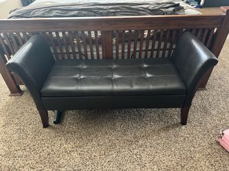 Dark Brown Faux Leather Storage Bench