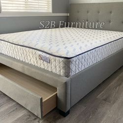 Full size gray button with orthopedic mattress included
