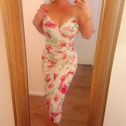 Mesh midi white flower dress