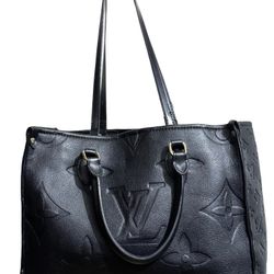 Authentic Louis Vuitton OnTheGo Gm Black Leather Tote Shoulder Bag