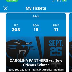 Panthers Vs Saints tickets available!