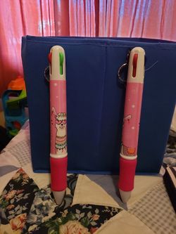 NEW 2 LARGE MULTICOLOR LAMA PENS